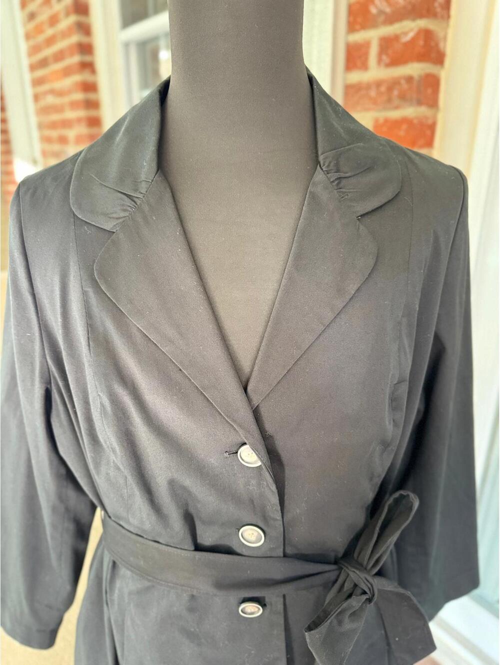 Cynthia Rowley Luxe Black Tie-Neck Blouse – 2X